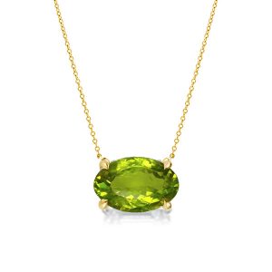 necklaces - Golden Oval Cut Created Peridot Pendant Necklace, Italo jewelry - Online Catalog