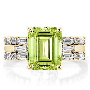 3pc wedding sets - Italo Golden Emerald Cut Peridot Wedding Ring Set For Women, Italo jewelry - Online Catalog