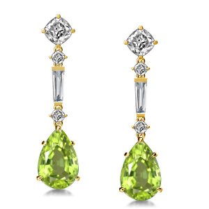 Earrings - Golden Pear Cut Peridot Drop Earrings In Sterling Silver, Apparel & Accessories, Italo jewelry - Online Catalog