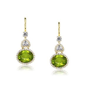 Earrings - Italo Golden Halo Oval Cut Peridot Drop Earrings For Women, Apparel & Accessories, Italo jewelry - Online Catalog