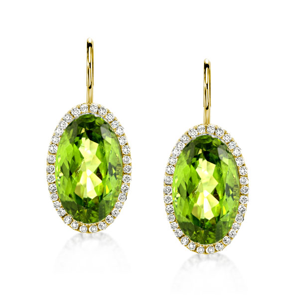 earrings - Italo Golden Halo Oval Cut Peridot Drop Earrings For Women, Italo jewelry - Online Catalog
