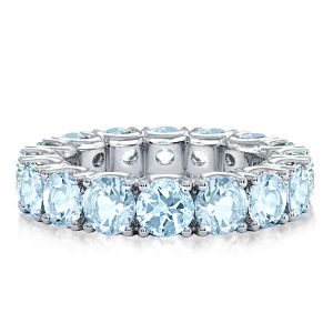 Eternity band - Round Cut Eternity Aquamarine Wedding Band For Women, Apparel & Accessories, Italo jewelry - Online Catalog