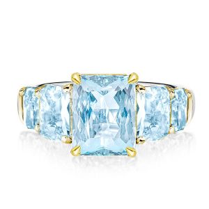 unique engagement rings - Five Stone Radiant Cut Aquamarine Engagement Ring, Italo jewelry - Online Catalog
