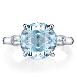 Three stone rings - Three Stone Created Aquamarine Engagement Ring, Three stone rings, Italo jewelry - Online Catalog