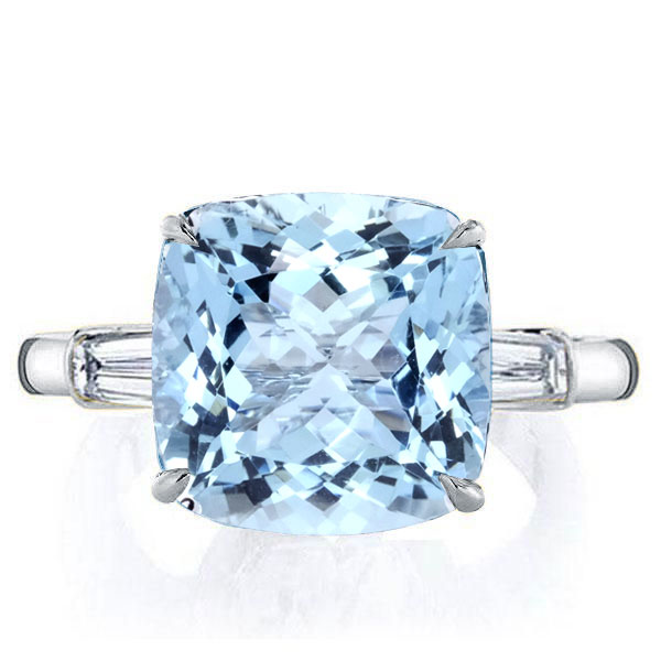 Three stone rings - Italo Aquamarine Ring Cushion Cut 3 Stone Engagement Ring, Three stone rings, Italo jewelry - Online Catalog