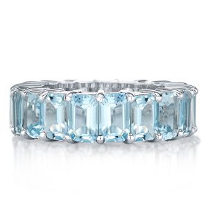 Eternity band - Emerald Cut Eternity Band For Women Aquamarine RIng, Apparel & Accessories, Italo jewelry - Online Catalog
