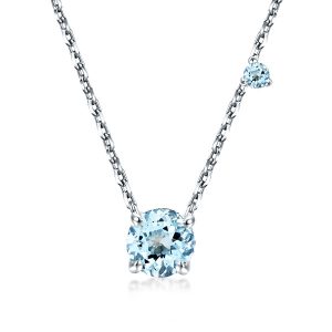 Necklaces - Round Cut Aquamarine Sterling Silver Necklace, Apparel & Accessories, Italo jewelry - Online Catalog