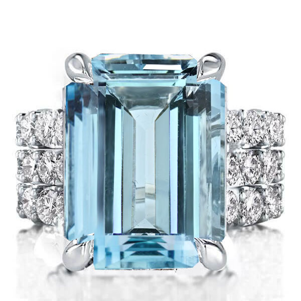 3pc wedding sets - Italo Affordable Emerald Cut Aquamarine Engagement Ring Set, Italo jewelry - Online Catalog