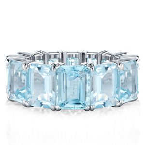 Eternity band - Italo Emerald Cut Aquamarine Eternity Wedding Band For Women, Apparel & Accessories, Italo jewelry - Online Catalog