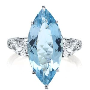 Three stone rings - Three Stone Marquise Cut Aquamarine Engagement Ring, Three stone rings, Italo jewelry - Online Catalog