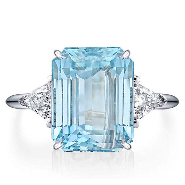three stone engagement rings - Italo Aquamarine Three Stone Emerald Cut Engagement Ring, Italo jewelry - Online Catalog