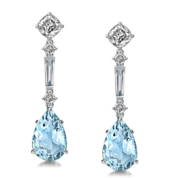 Earrings - Pear Cut Created Aquamarine Drop Earrings, Apparel & Accessories, Italo jewelry - Online Catalog