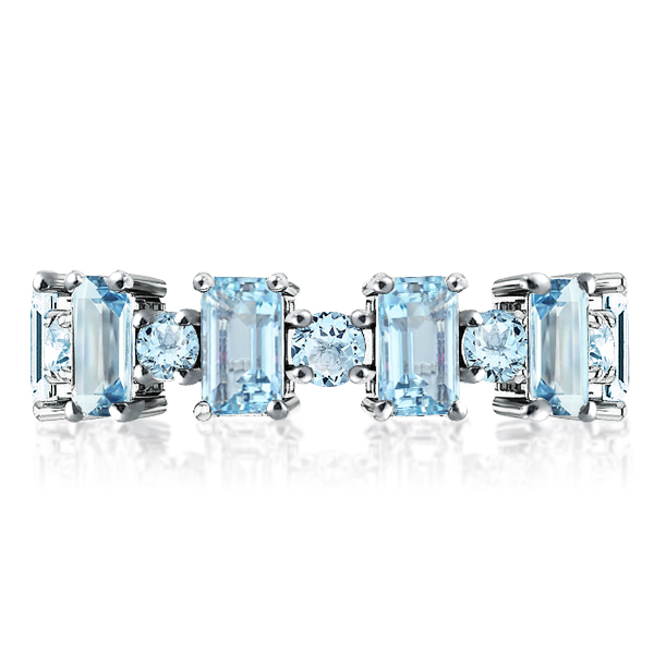 Eternity band - Italo Aquamarine Ring Baguette Wedding Band For Women In Sterling Silver, Apparel & Accessories, Italo jewelry - Online Catalog