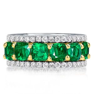 Eternity band - Eternity Multi Row Green Cushion Cut Wedding Band, Apparel & Accessories, Italo jewelry - Online Catalog