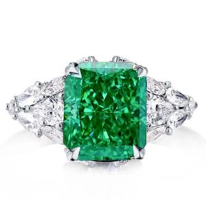unique engagement rings - Italo Emerald Ring Green Sapphire Engagement Ring Radiant Cut Emerald Cocktail Ring, Italo jewelry - Online Catalog