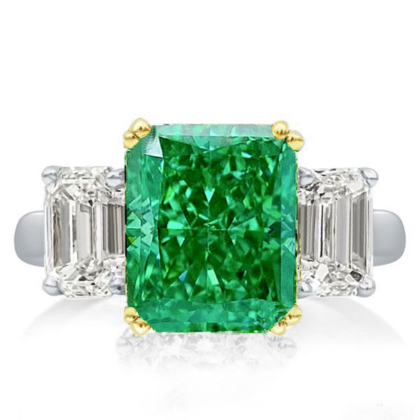 Three stone rings - Two Tone Three Stone Radiant & Emerald Engagement Ring, Three stone rings, Italo jewelry - Online Catalog