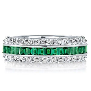 Eternity band - Triple Row Created White & Green Eternity Wedding Band, Apparel & Accessories, Italo jewelry - Online Catalog