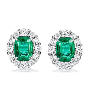 Earrings - Halo Green Cushion Stud Earrings, Apparel & Accessories, Italo jewelry - Online Catalog