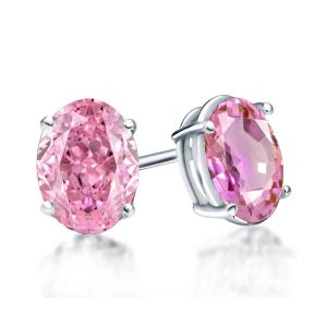 earrings - Oval Cut Pink Sapphire Stud Earrings In Sterling Silver, Italo jewelry - Online Catalog