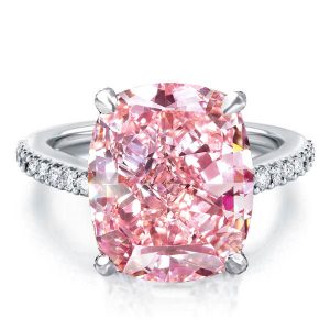 classic engagement rings - Italo Pink Ring Cushion Cut Engagement Ring Hidden Halo Ring, Italo jewelry - Online Catalog