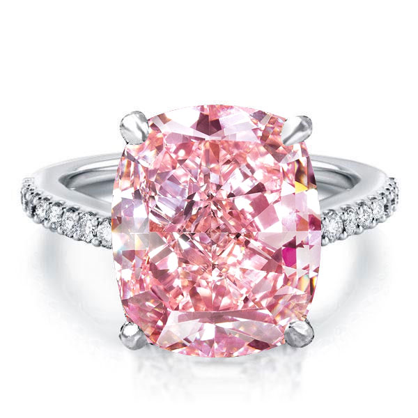 Classic rings - Italo Pink Ring Cushion Cut Engagement Ring Hidden Halo Ring, Apparel & Accessories, Italo jewelry - Online Catalog