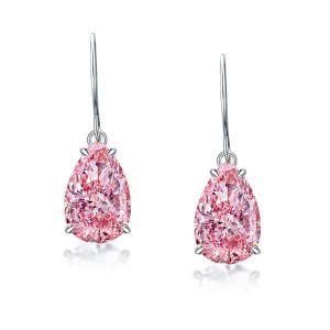 earrings - Classic Pear Cut Created Pink Sapphire Drop Earrings, Italo jewelry - Online Catalog