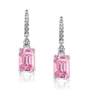 Earrings - Emerald Cut Pink Sapphire Drop Earrings In Sterling Silver, Apparel & Accessories, Italo jewelry - Online Catalog