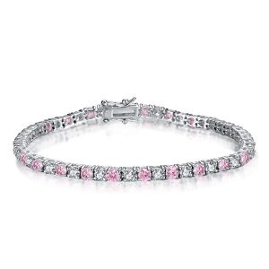Bracelets - Alternating Pink & White Sapphire Tennis Bracelet For Women, Apparel & Accessories, Italo jewelry - Online Catalog