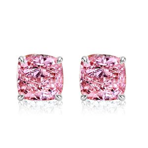 Earrings - Italo Cushion Cut Pink Sapphire Stud Earrings For Women, Apparel & Accessories, Italo jewelry - Online Catalog