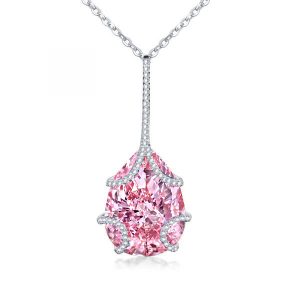 necklaces - Pear Cut Pink Topaz Drop Pendant Necklace In Sterling Silver, Italo jewelry - Online Catalog