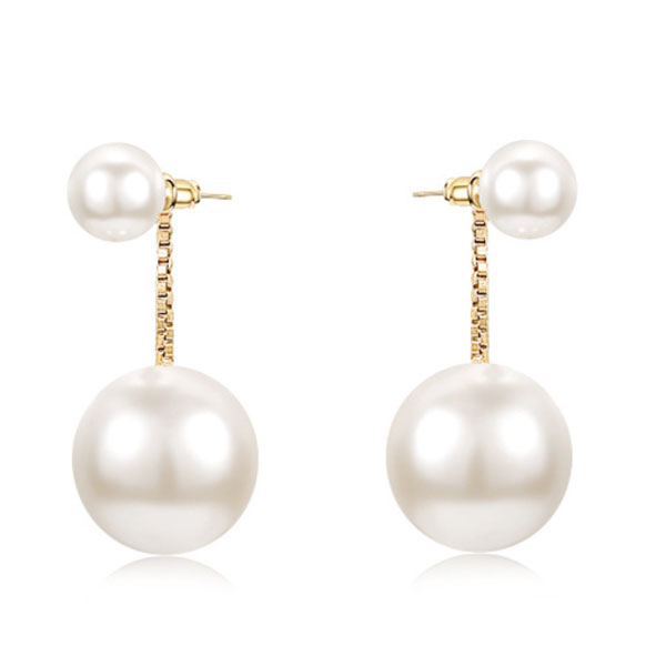 earrings - Modern Golden Drop Pearl Earrings, Italo jewelry - Online Catalog