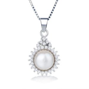 Necklaces - Natural Freshwater Pearl Halo Pendant Necklace, Apparel & Accessories, Italo jewelry - Online Catalog