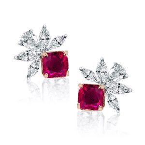 Earrings - Two Tone Marquise & Cushion Cut Ruby Stud Earrings For Women, Apparel & Accessories, Italo jewelry - Online Catalog
