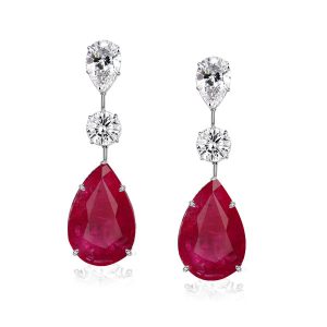 earrings - Classic Pear Cut Ruby Drop Earrings In Sterling Silver, Italo jewelry - Online Catalog