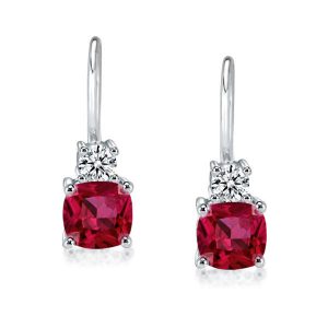 earrings - Classic Cushion & Round Cut Ruby Drop Earrings For Women, Italo jewelry - Online Catalog