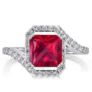 halo engagement rings - Ruby Engagement Ring Halo Engagement Ring Sterling Silver Ring, Italo jewelry - Online Catalog