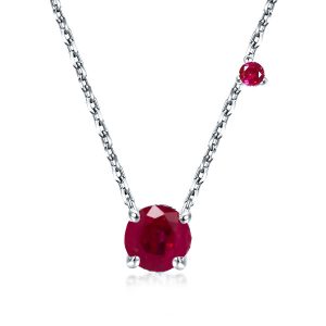 Necklaces - Classic Round Cut Ruby Pendant Necklace In Sterling Silver, Apparel & Accessories, Italo jewelry - Online Catalog