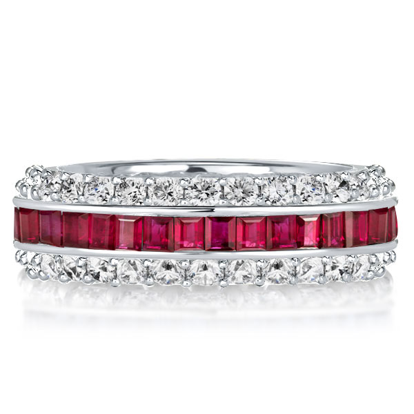 Eternity band - Triple Row Eternity Ruby Wedding Band In Sterling Silver, Apparel & Accessories, Italo jewelry - Online Catalog