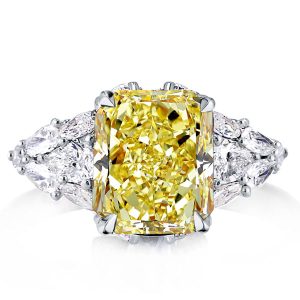 unique engagement rings - Radiant & Pear Cut Created Yellow Topaz Engagement Ring, Italo jewelry - Online Catalog