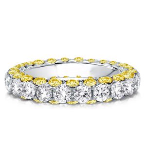 Eternity band - Round Cut Eternity White & Yellow Sapphire Wedding Band, Apparel & Accessories, Italo jewelry - Online Catalog