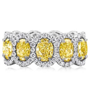 eternity band - Halo Oval Cut Eternity Yellow Sapphire Wedding Band, Italo jewelry - Online Catalog