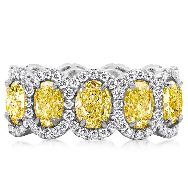 eternity band - Halo Oval Cut Eternity Yellow Sapphire Wedding Band, Italo jewelry - Online Catalog