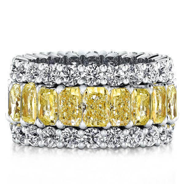 eternity band - Triple Row Radiant Cut Yellow Topaz Wedding Band For Women, Italo jewelry - Online Catalog
