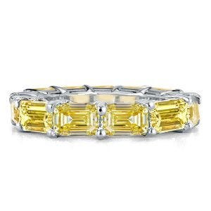 eternity band - Emerald Cut Yellow Topaz Eternity Wedding Band Promise Ring, Italo jewelry - Online Catalog