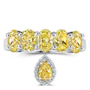 Anniversary band - Halo Pear & Oval Cut Half Eternity Yellow Topaz Wedding Band, Wedding Bands - Apparel & Accessories, Italo jewelry - Online Catalog