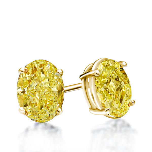 Earrings - Golden Oval Cut Yellow Sapphire Stud Earrings For Women, Apparel & Accessories, Italo jewelry - Online Catalog