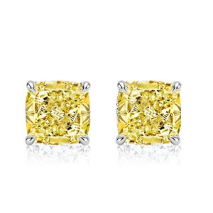 earrings - Classic Cushion Cut Yellow Topaz Stud Earrings For Women, Italo jewelry - Online Catalog