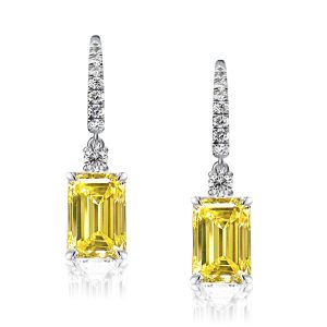 Earrings - Classic Emerald & Round Cut Yellow Topaz Drop Earrings, Apparel & Accessories, Italo jewelry - Online Catalog