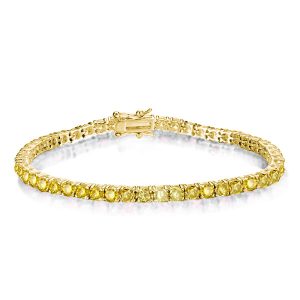 Bracelets - Golden Round Cut Yellow Sapphire Tennis Bracelet For Women, Apparel & Accessories, Italo jewelry - Online Catalog