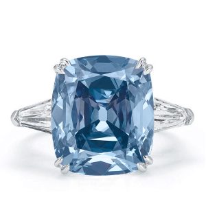 Three stone rings - Italo Blue Topaz Ring Cushion Cut 3 Stone Engagement Ring, Three stone rings, Italo jewelry - Online Catalog